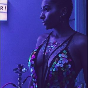 Jaded London Rainbow Sequin Plunge Catsuit